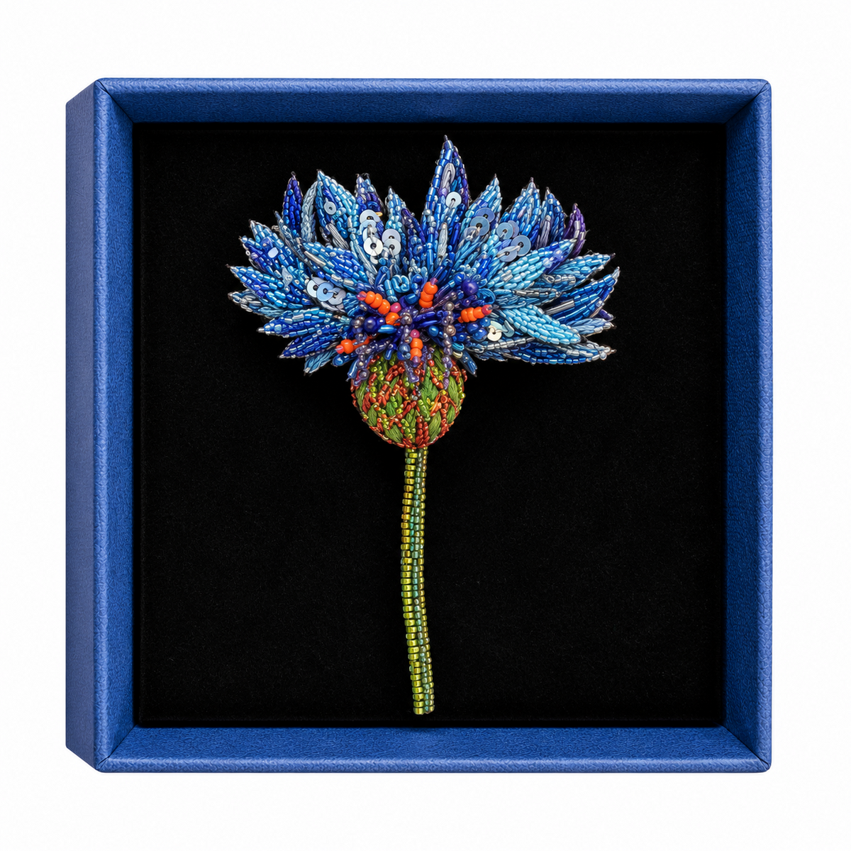 Trovelore – Spilla Blue Cornflower | Fiordaliso Blu Ricamato a Mano