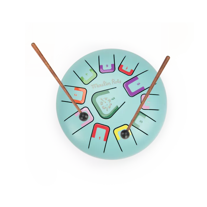 Tamburo a linguette Moulin Roty – Puce & Pilou (Blu)