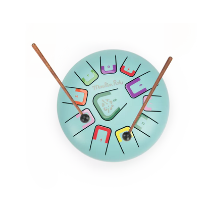 Tamburo a linguette Moulin Roty – Puce & Pilou (Blu)