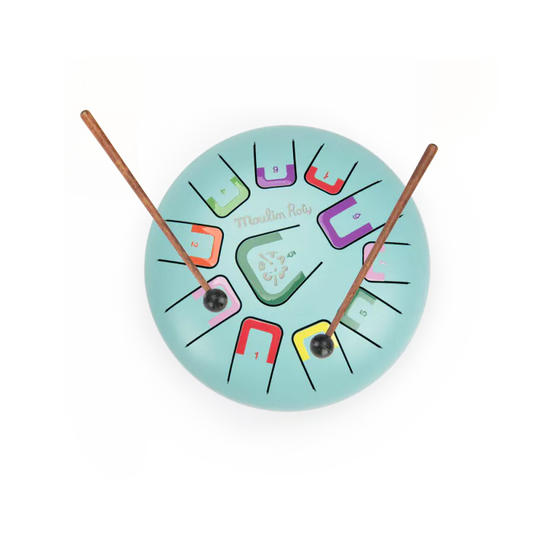 Tamburo a linguette Moulin Roty – Puce & Pilou (Blu)