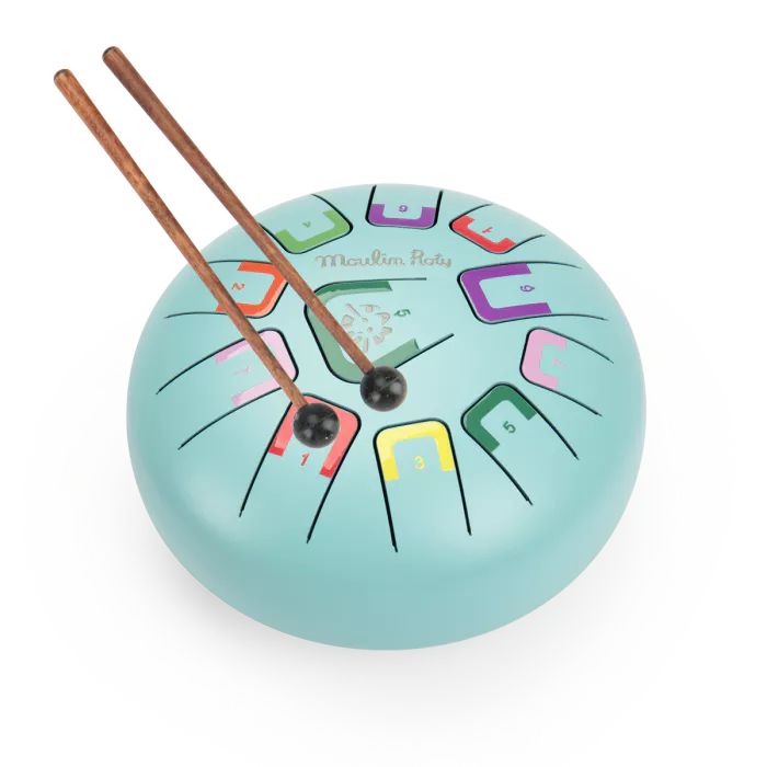 Tamburo a linguette Moulin Roty – Puce & Pilou (Blu)