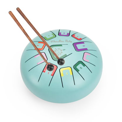 Tamburo a linguette Moulin Roty – Puce & Pilou (Blu)