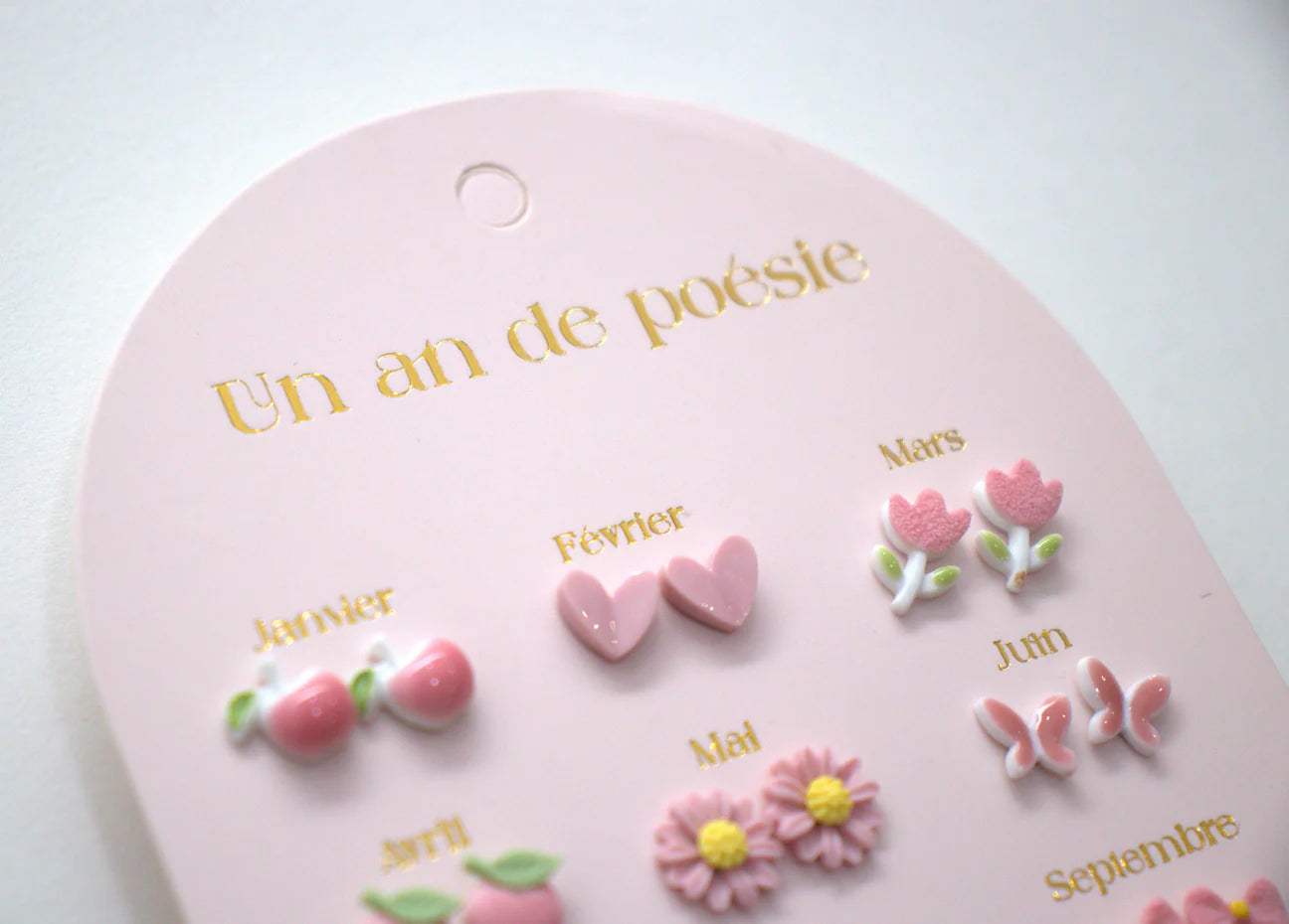 12 paia di orecchini in ceramica - Rosa - La poesia indossata - Apple Pie