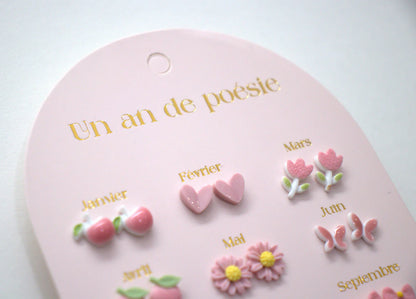 12 paia di orecchini in ceramica - Rosa - La poesia indossata - Apple Pie