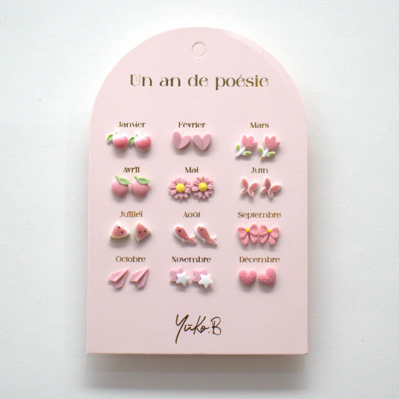 12 paia di orecchini in ceramica - Rosa - La poesia indossata - Apple Pie