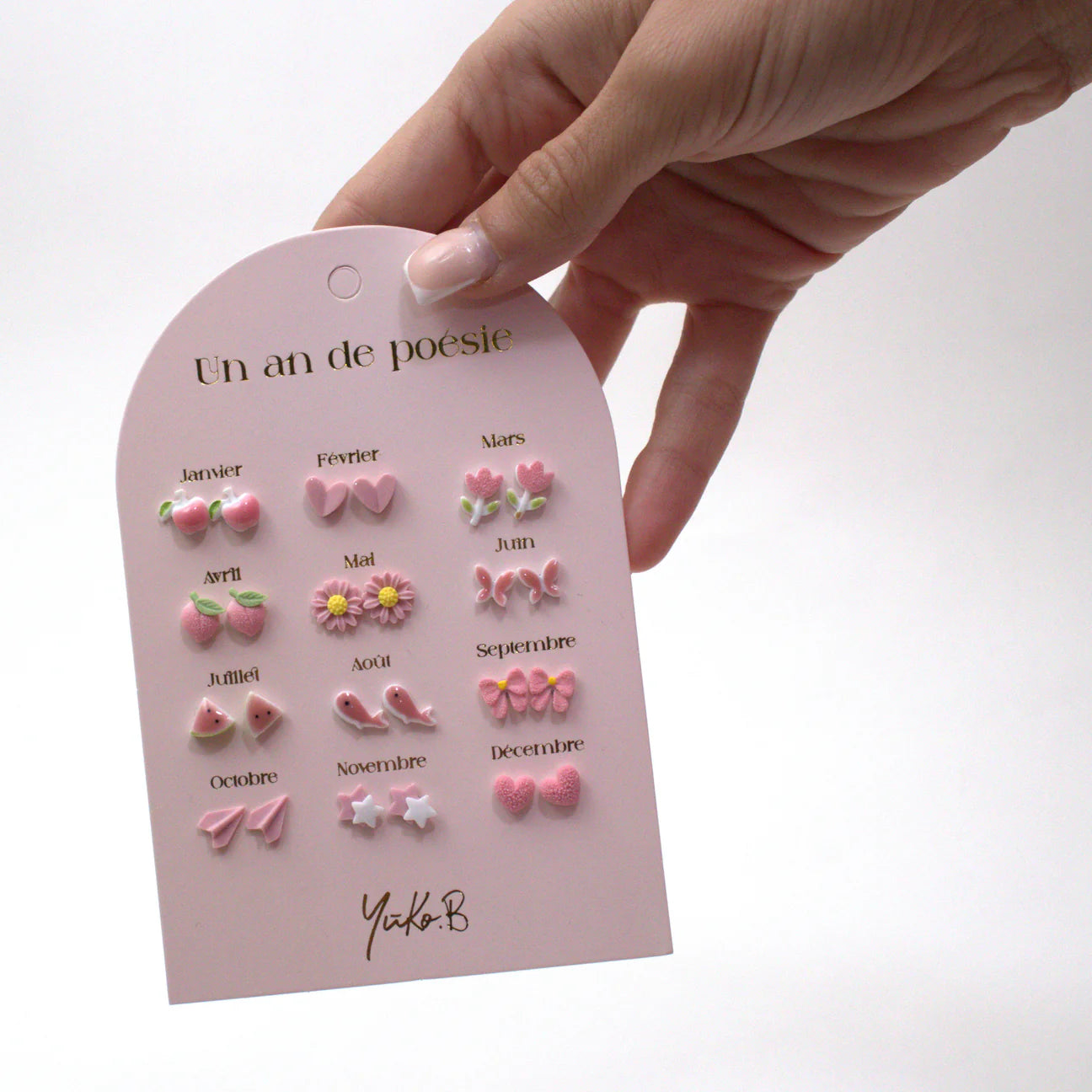 12 paia di orecchini in ceramica - Rosa - La poesia indossata - Apple Pie