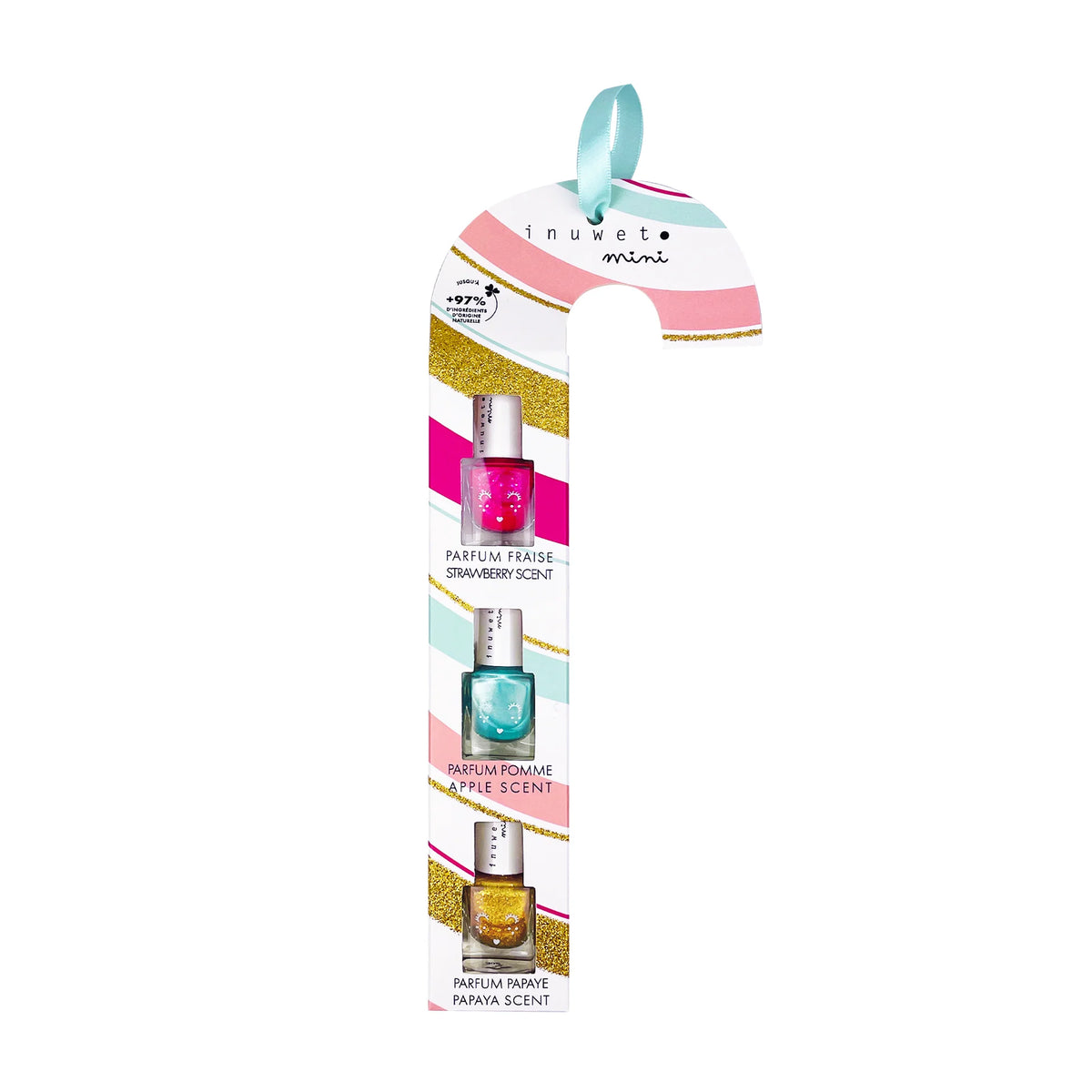 Inuwet – Candy Cane Set 3 Smalti Profumati per Bambini - Formula vegana