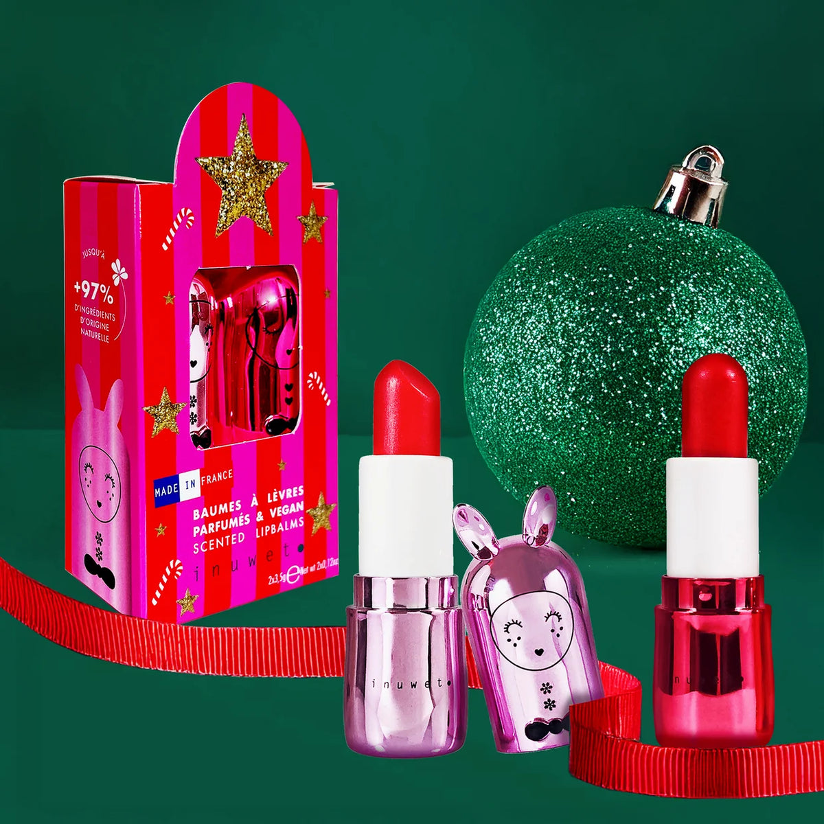 INUWET – Duo Couture Metal | Balsami labbra lampone e mela caramellata