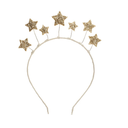 Cerchietto natalizio Rockahula Angel Stars con stelle dorate e nastro bianco