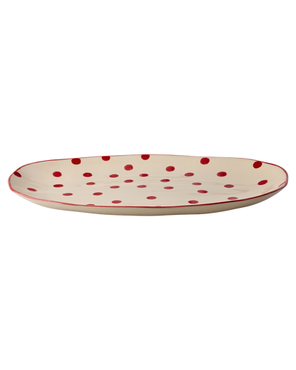 RICE Piatto da Portata di Natale in Ceramica – Pois Rossi