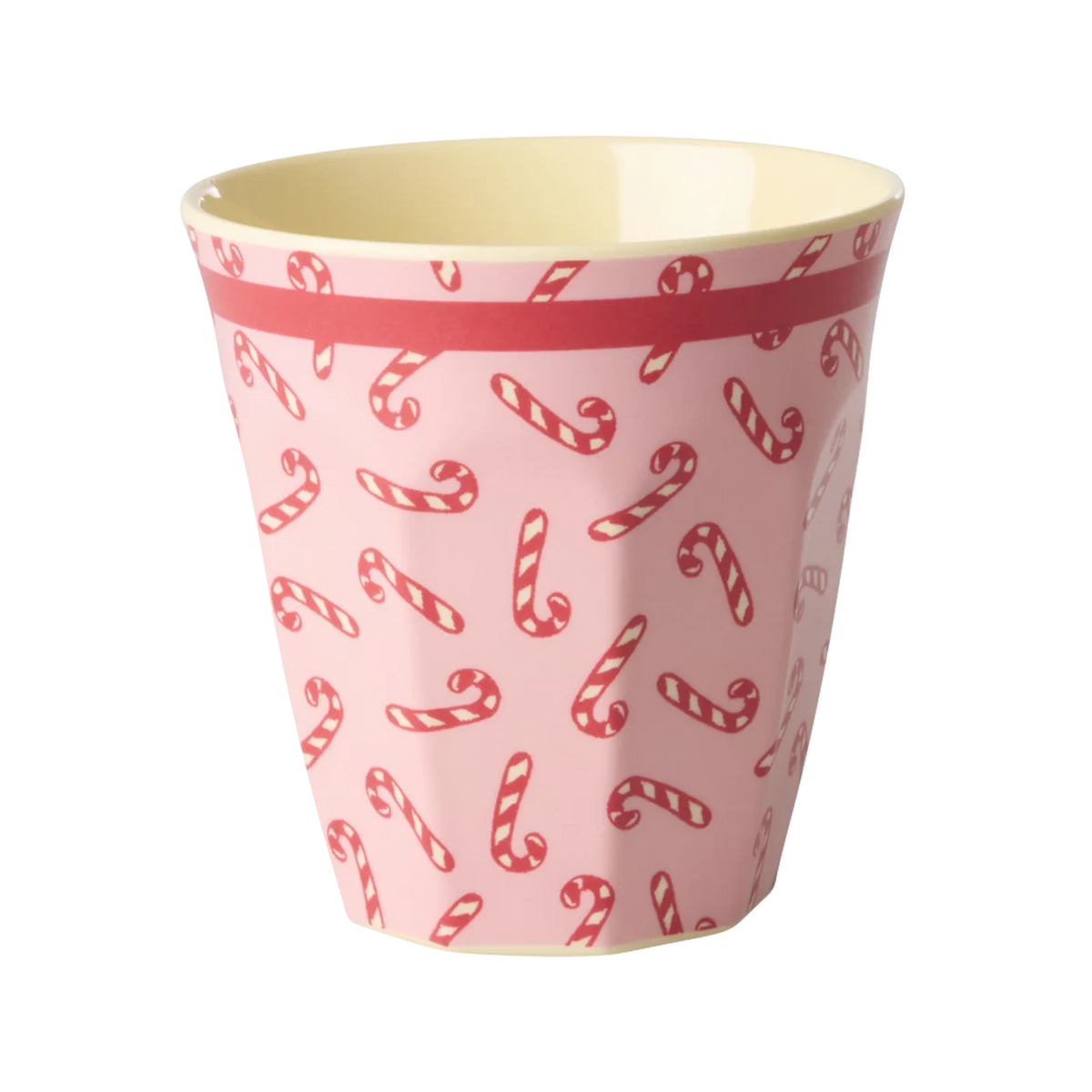 Bicchiere Medium RICE Candy Cane rosa in melamina 250 ml Natale