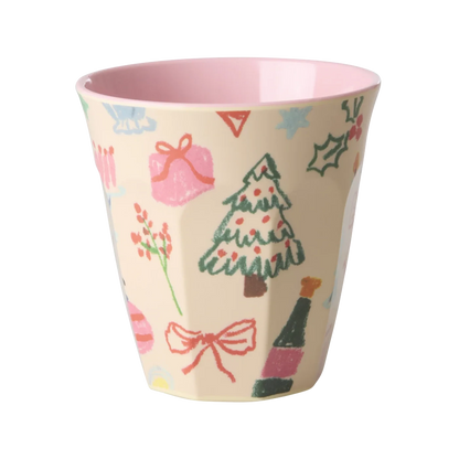 Bicchiere in melamina RICE Christmas Print con fantasia natalizia