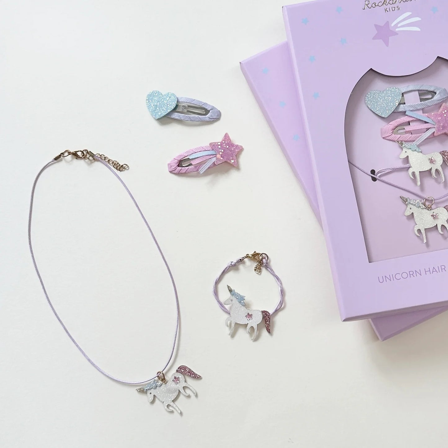 Rockahula Set Regalo Unicorno: Collana, Bracciale e Fermagli per Capelli