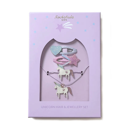 Rockahula Set Regalo Unicorno: Collana, Bracciale e Fermagli per Capelli