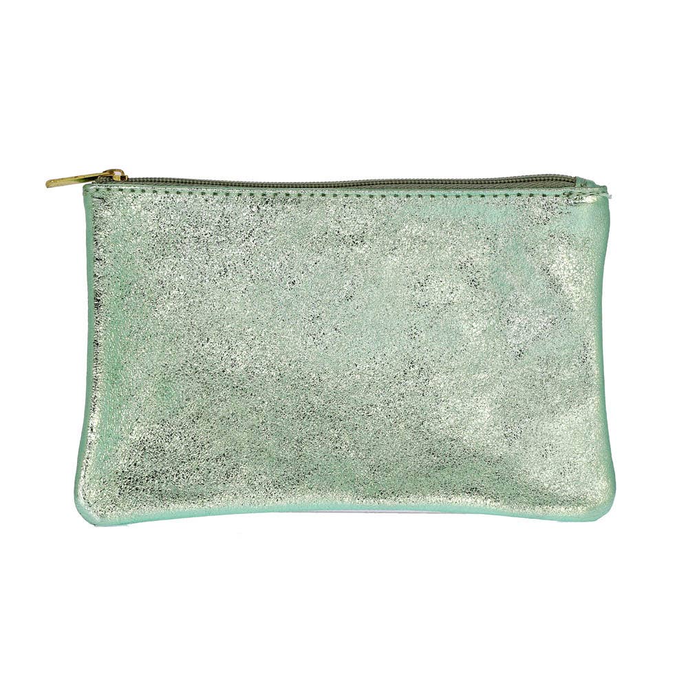 Les Cleias Pochette in Pelle Iridescente con Zip – Rosa