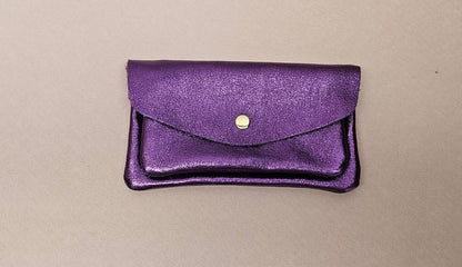 Kangaroo double pocket leather wallet: Nude