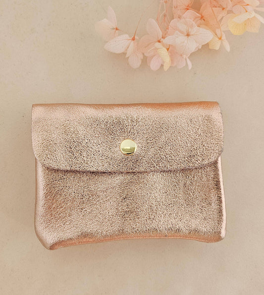 Metallic leather Kangoo wallet: Nude