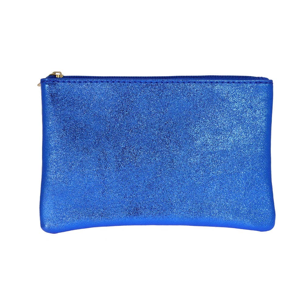 Les Cleias Pochette in Pelle Iridescente con Zip – Argento