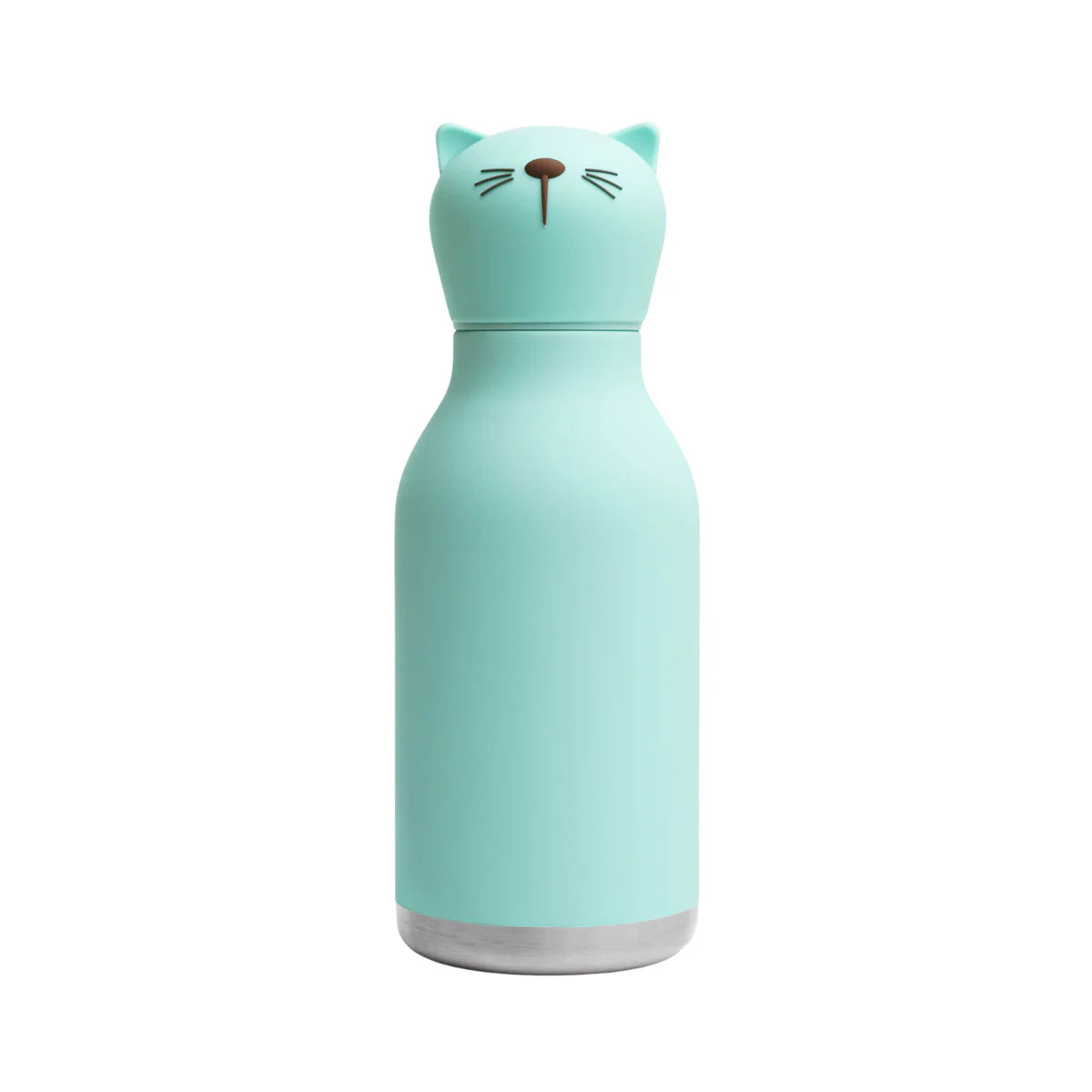 Borraccia termica ASOBU Bestie Bottle Kitty da 475 ml in acciaio inox con simpatico gattino in silicone removibile sul tappo, ideale per scuola, sport, gite e viaggi.