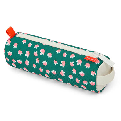 Astuccio Hello Hossy Garden Joy con fantasia floreale verde e rosa, realizzato in poliestere riciclato e perfetto per scuola e asilo.