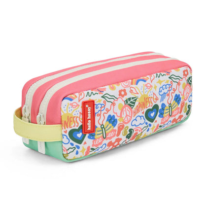 Astuccio Hello Hossy Happiness per bambini, doppio scomparto e design colorato