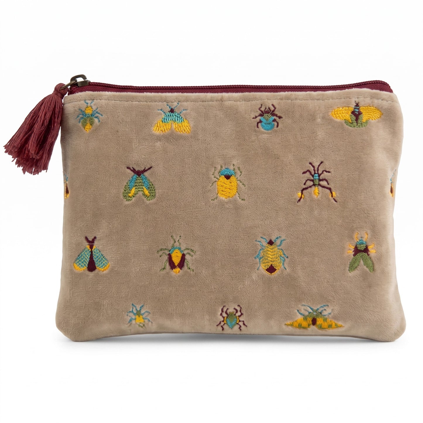 Pochette SantHonoré in Velluto Beige Insetti 20x15 cm