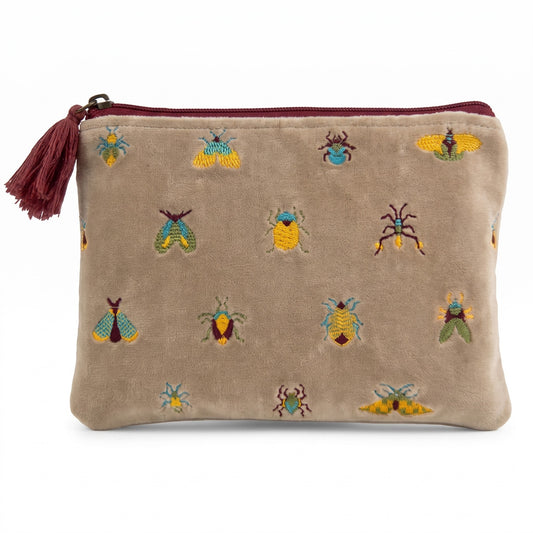 Pochette SantHonoré in Velluto Beige Insetti 20x15 cm
