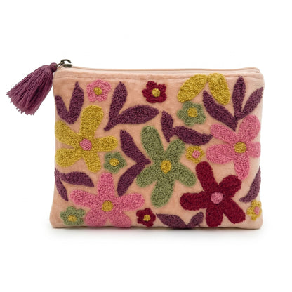 Pochette SantHonoré in Velluto Fiori sfondo cipria 20x15 cm