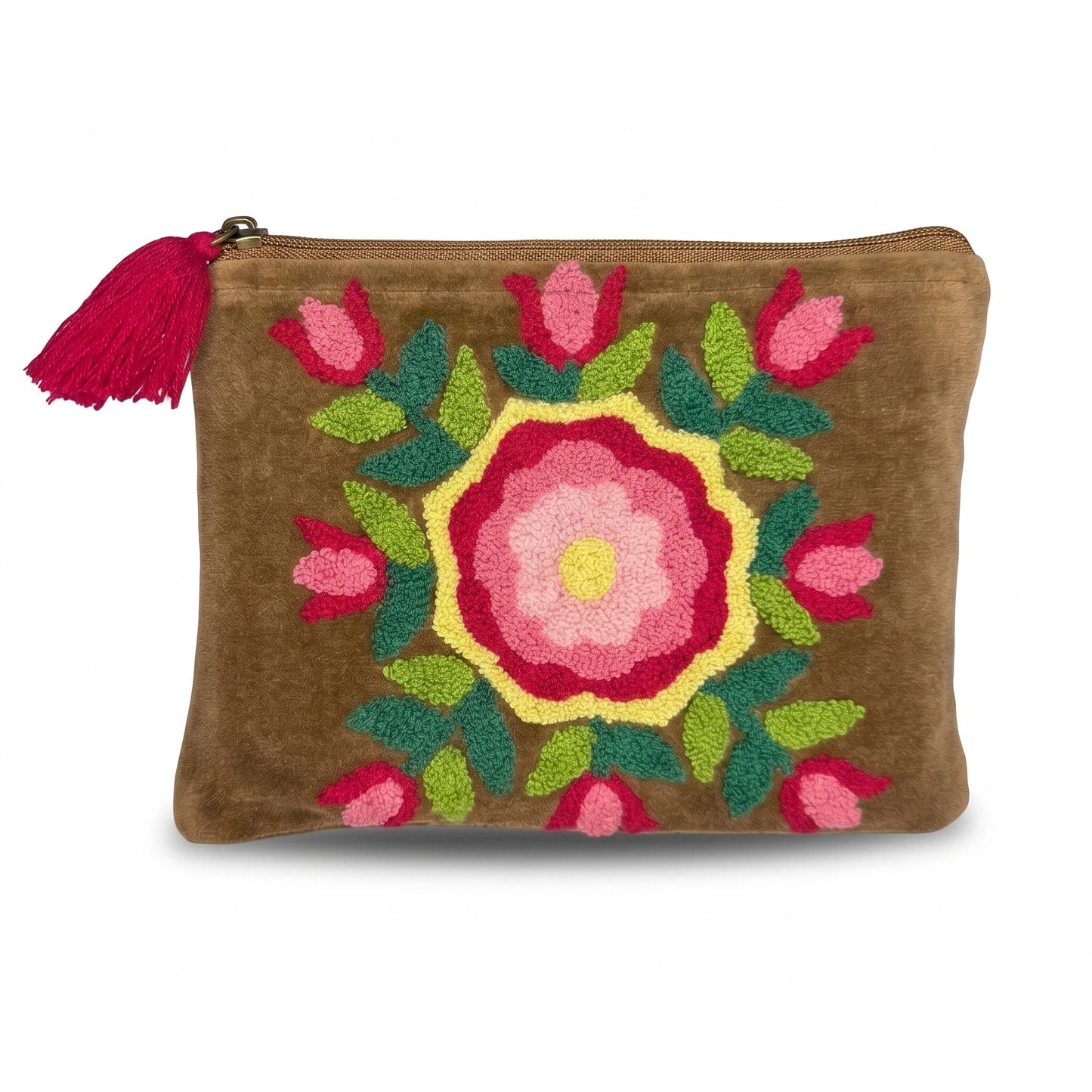 Pochette SantHonoré in Velluto Fiori sfondo marrone 20x15 cm