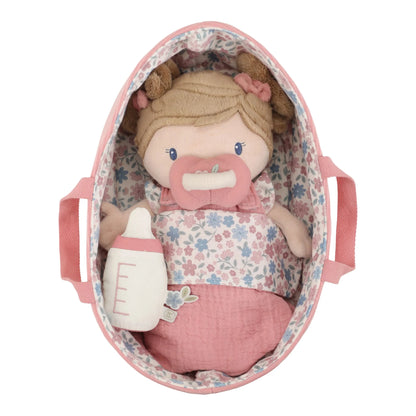 Bambola baby rosa Little Dutch con culla morbida, ciuccio e biberon