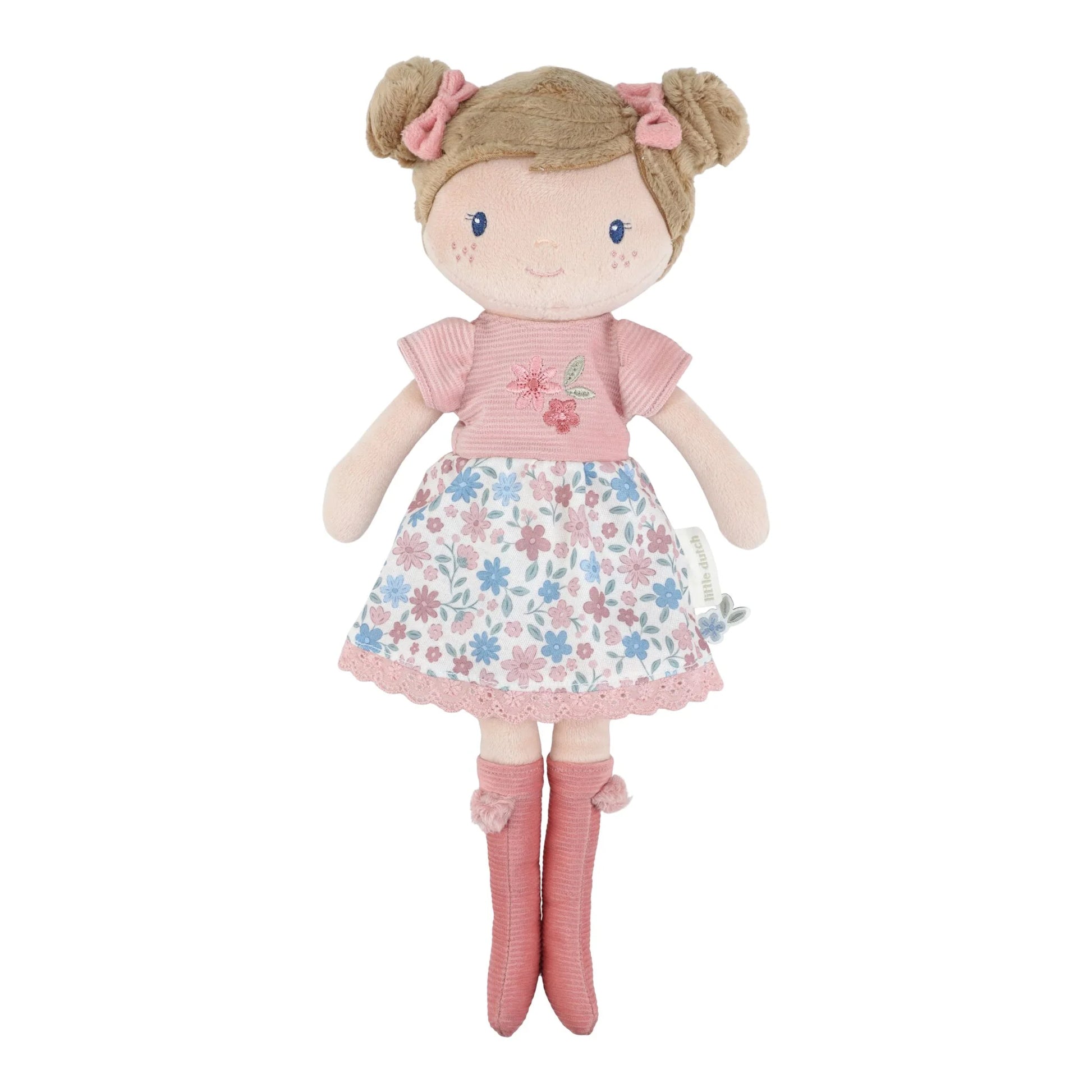 Bambola Rosa Little Dutch 35 cm con vestito floreale e codini – bambola morbida per bambini