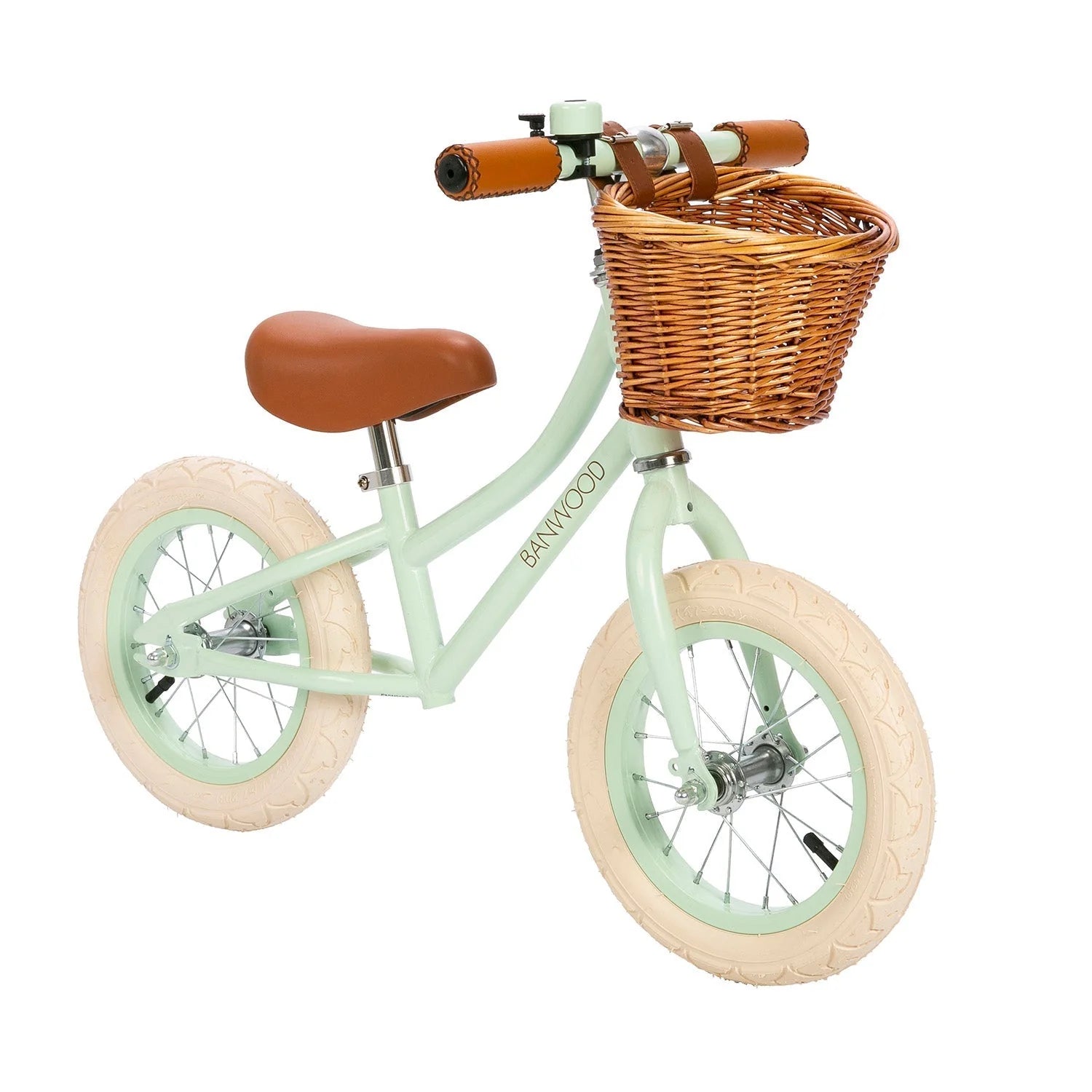 Banwood Balance Bike Mint – vista frontale con cestino