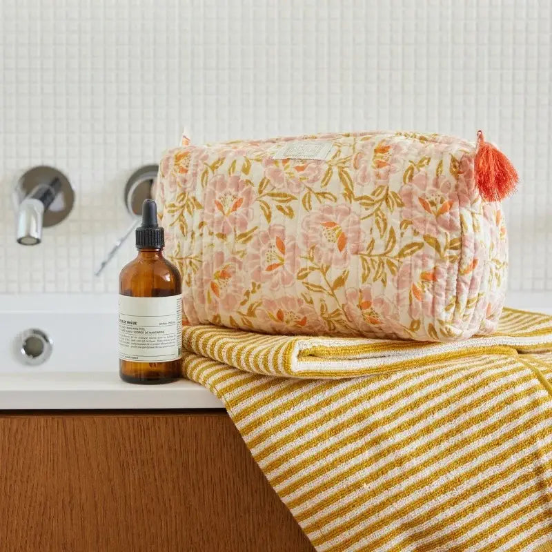 Beauty case grande Indira 26x15 cm Bonheur du Jour Petunia Rose con tasche interne