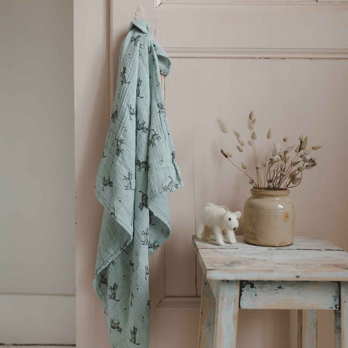 Panno in mussola 70 x 70 cm - Gattino Azzurro - Apple Pie