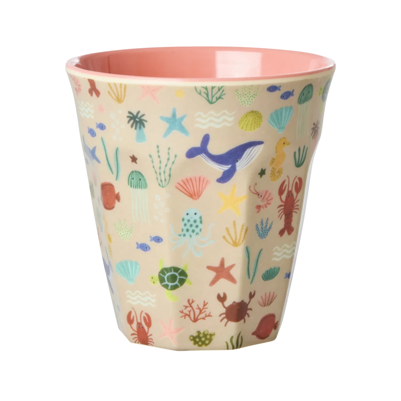 Bicchiere Rice Coral Ocean per bambini con pesci tropicali e coralli colorati in melamina resistente