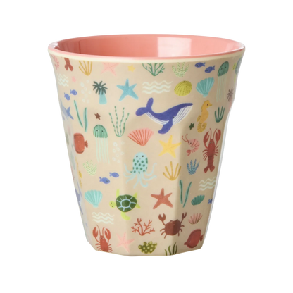 Bicchiere Rice Coral Ocean per bambini con pesci tropicali e coralli colorati in melamina resistente