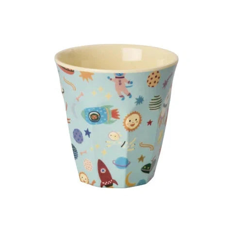 Bicchiere piccolo per bambini in melamina Rice blu con stampa Dogs in Space