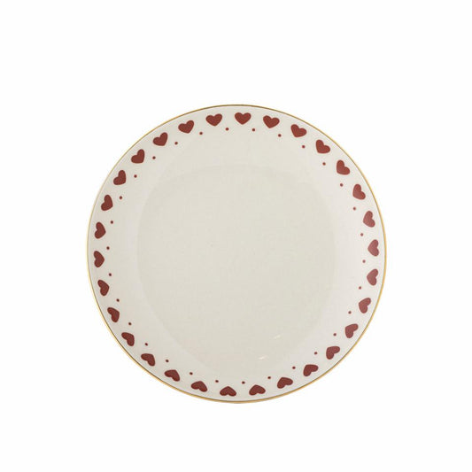 Piatto dessert Bloomingville Jolly rosso con cuori e bordo oro