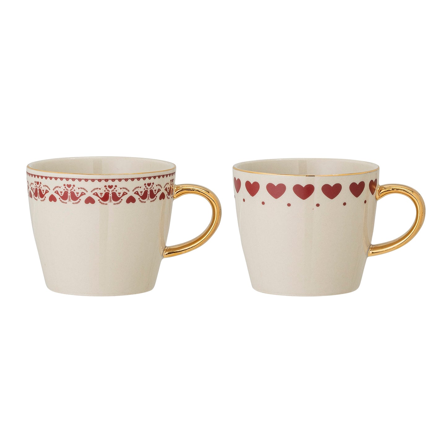 Tazza natalizia Bloomingville Jolly in ceramica rossa con cuori