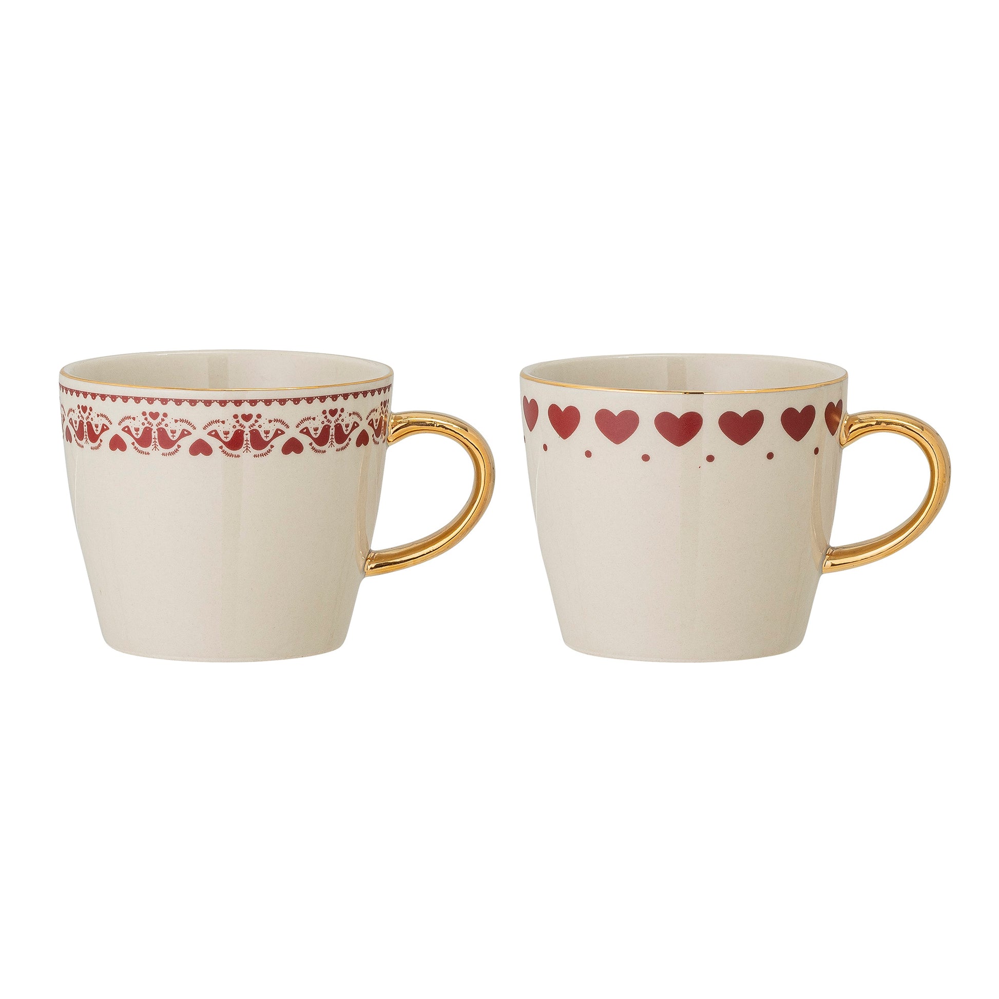 Tazza natalizia Bloomingville Jolly in ceramica rossa con cuori