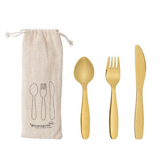 Set posate Bloomingville MINI Ally in acciaio inox dorato