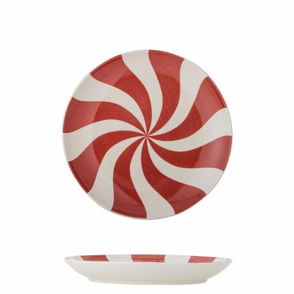 Piatto natalizio Bloomingville Yule in stoneware rosso e bianco Ø23 cm