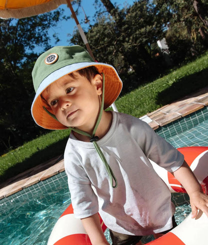 Bob Bambino Hello Hossy Mini Leaf Verde con Bordo Azzurro in Cotone Biologico