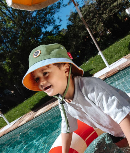 Bob Bambino Hello Hossy Mini Leaf Verde con Bordo Azzurro in Cotone Biologico