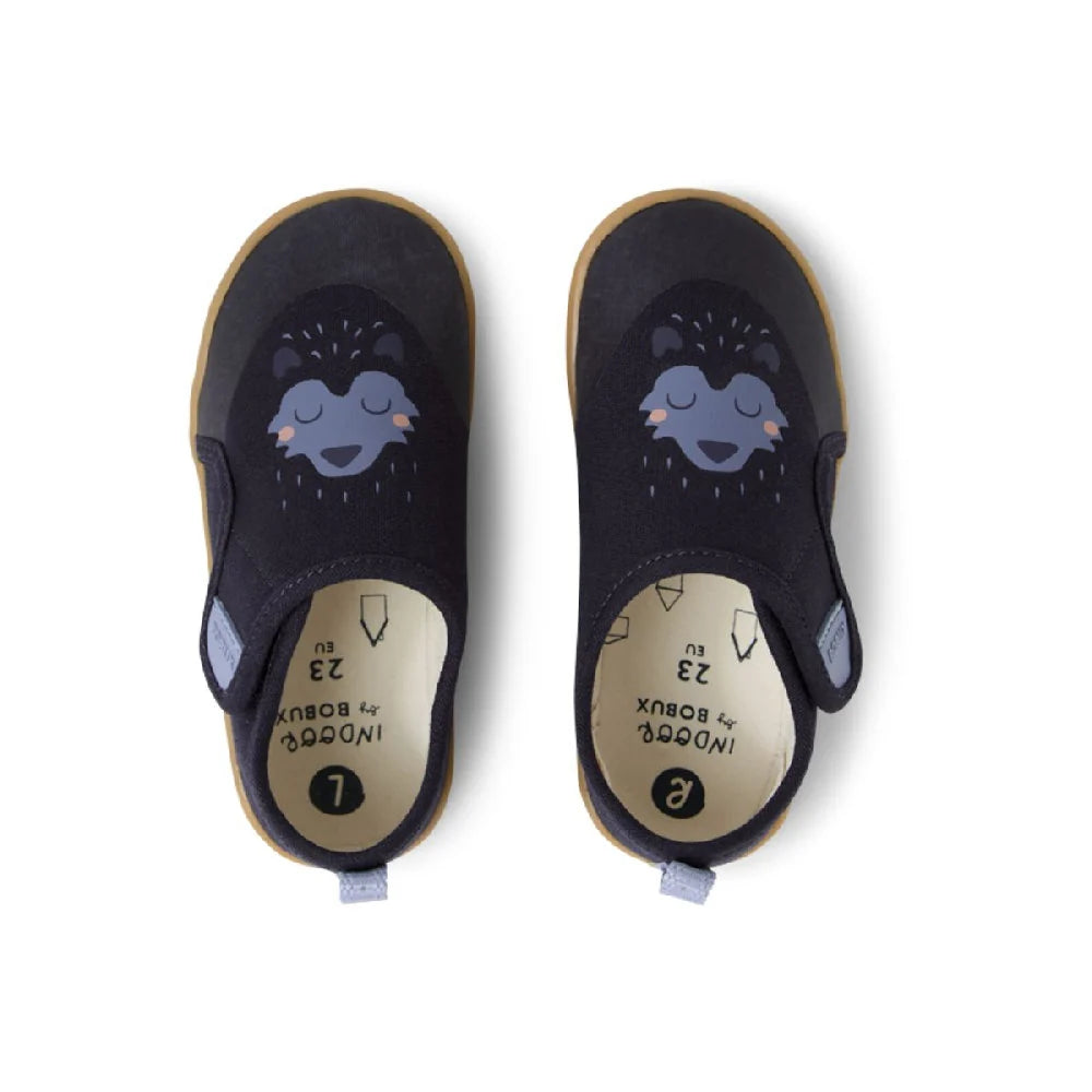 Bobux I-Walk Nook Howl Navy scarpe indoor bambini blu con faccia di lupetto per asilo e casa