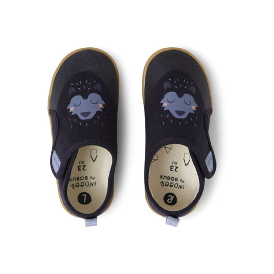 Bobux I-Walk Nook Howl Navy scarpe indoor bambini blu con faccia di lupetto per asilo e casa