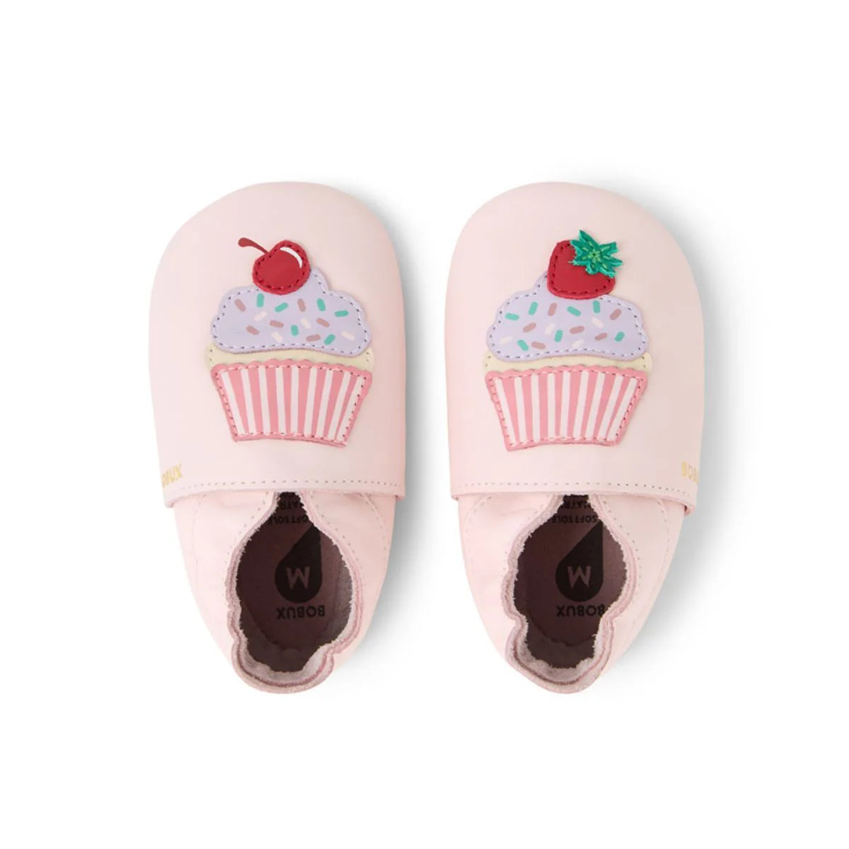 Scarpine Bobux Soft Sole Cupcakes Heavenly Pink in pelle rosa con ricamo cupcake