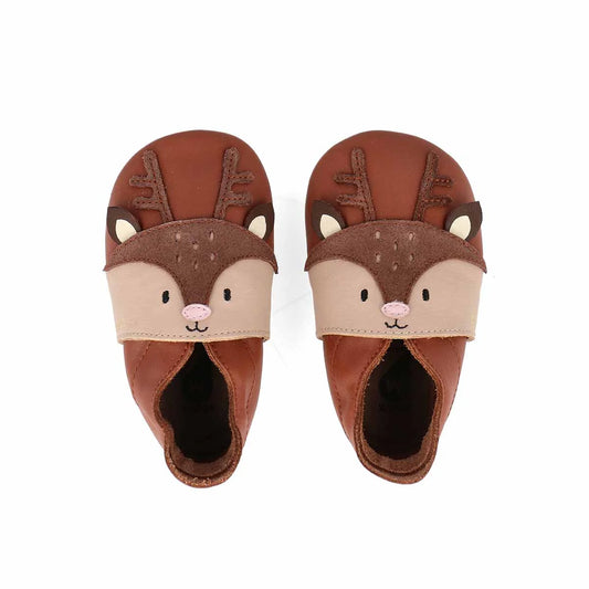 Scarpine Bobux Soft Sole Fawn in pelle morbida per neonati e nido