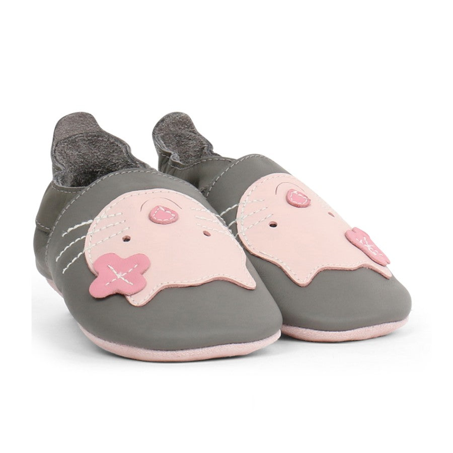 Bobux Soft Sole Gattino Grigio – Babbucce in Pelle per Neonati e Primi Passi