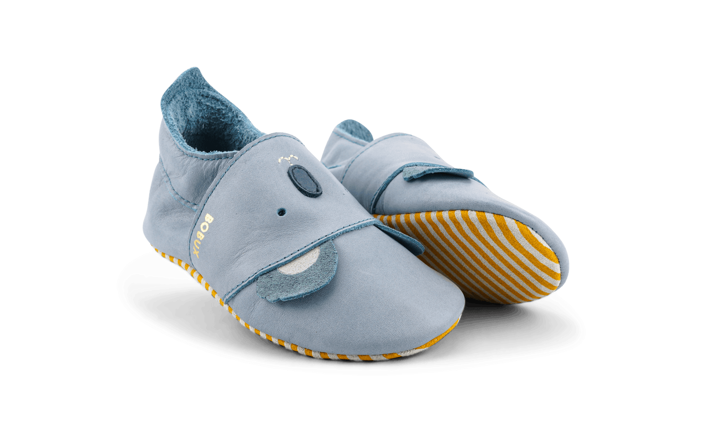 Dettaglio suola in pelle scamosciata antiscivolo Bobux Soft Sole Koko Slate